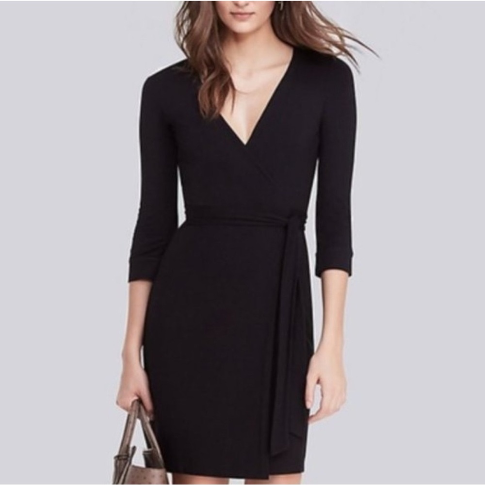 Diane Von Furstenberg Short Black Wrap Dress